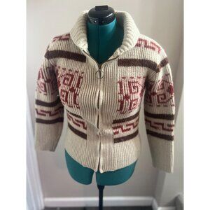 Vintage 1970s Pendleton High Grade Western Wear Thick Wool Zip Up Sweater with G